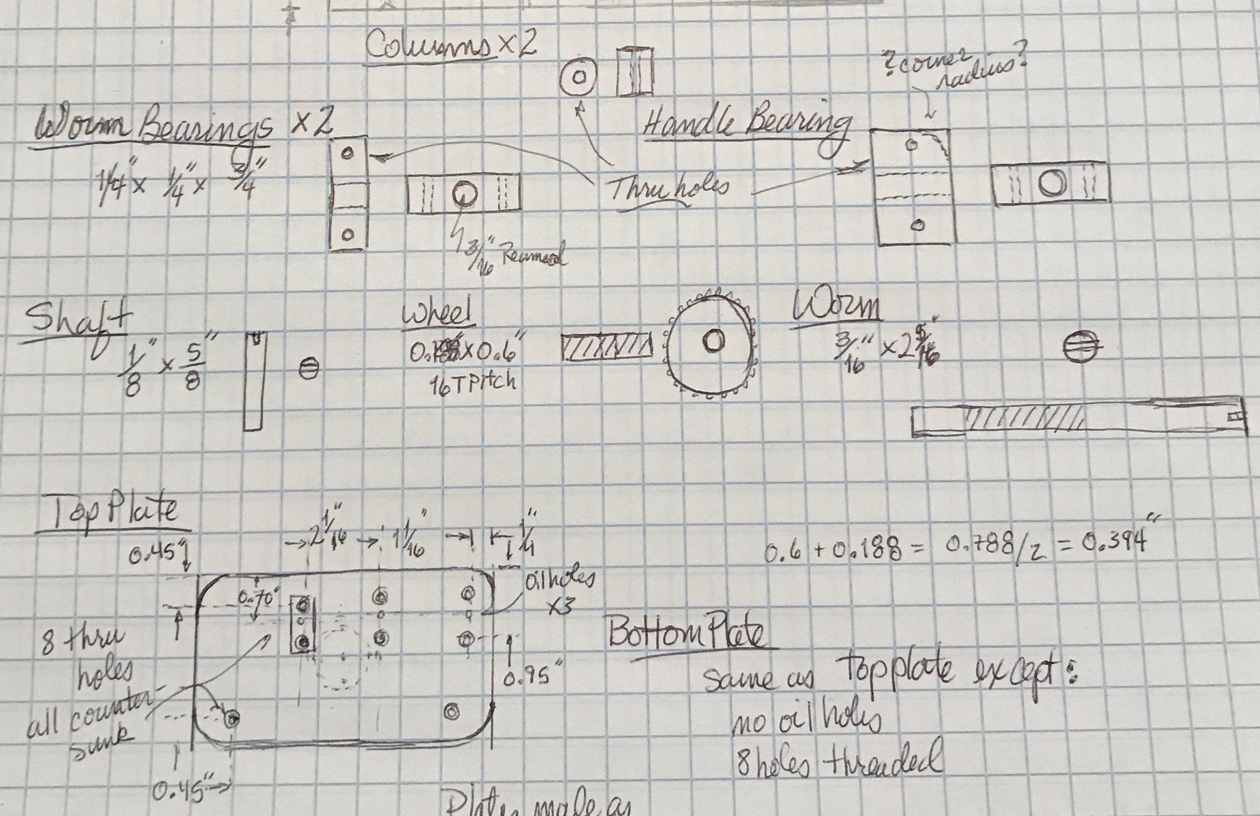 Plans for each of the parts